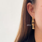 Gold / Ear Studs Three Buckles 2PCs