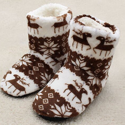 Coral velvet print indoor boots