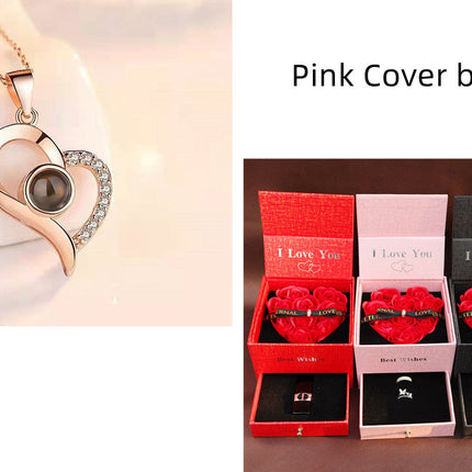 Hot Valentine's Day Gifts Metal Rose Jewelry Gift Box Necklace For Wedding Girlfriend Necklace Gifts