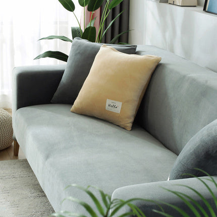 Winter Thick Plush Chaise Stretch Sofa Cover