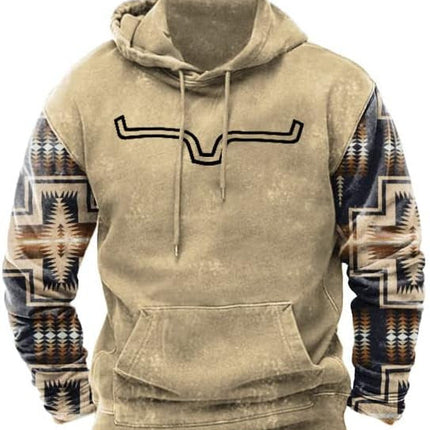 Native buffalo Printed winter Hoodie Men's fashion