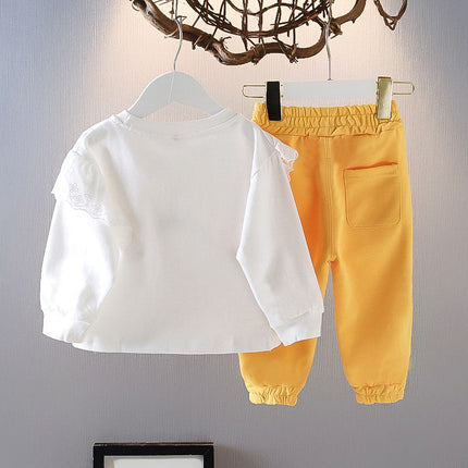 New Style Western Style Children Girl Fashionable Spring And Autumn Leisure Sports Two-piece Suit