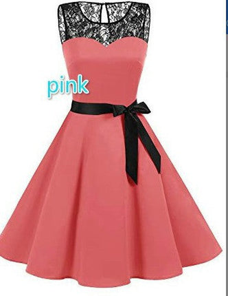 Lace Stitching Sleeveless Plus Size Dress Bottle