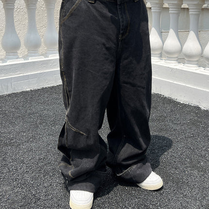 Solid Color Casual Jeans Retro Straight-leg Pants
