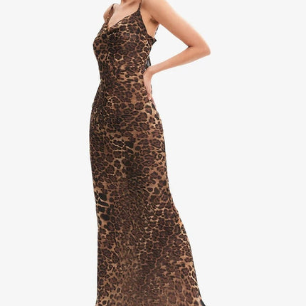 Slip Back Leopard Print Dress With Straps