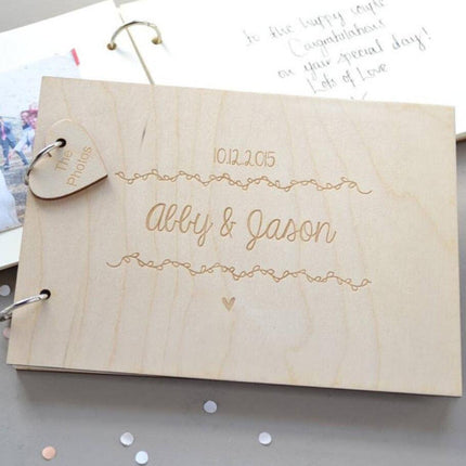 Wooden Wedding Guest Signature Booklet