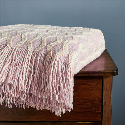 Fashion Knitted Solid Color Sofa Tassel Blanket