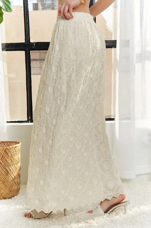 ADORA Elastic Waist Applique Maxi Skirt