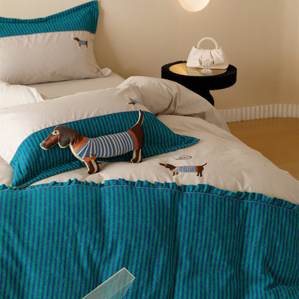 120 Brushed Four-piece Set Embroidered Cotton Quilt Cover Bedding