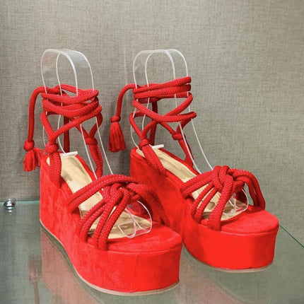 Summer Women Wedges Shoes High Heel Strappy Sandals