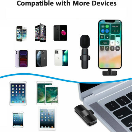 Lavalier Mini Microphone Wireless Audio Video Recording With Phone Charging  Wireless Lavalier Microphone Broadcast Lapel Microphones Set Short Video Recording Chargeable Handheld Microphone Live Stre