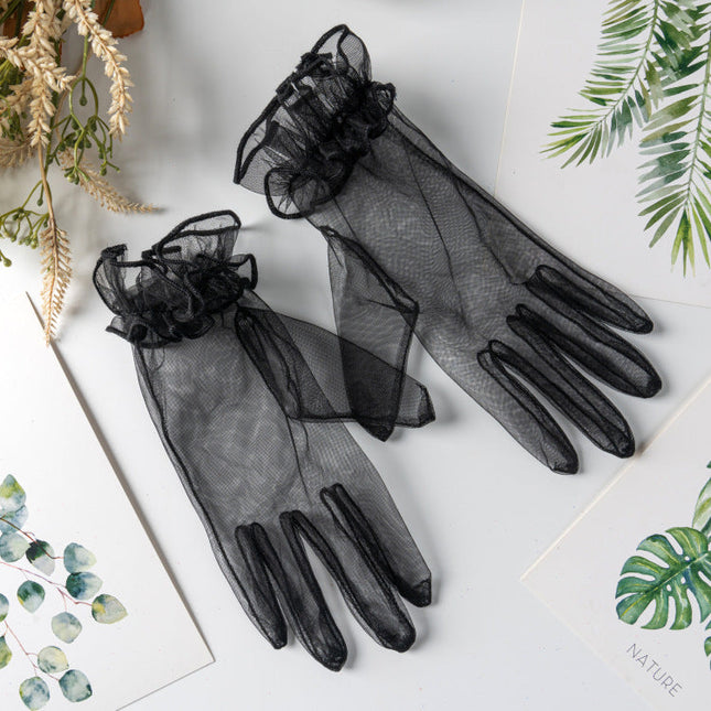 Bridal Wedding Dress Evening Gown Gloves Ruffle
