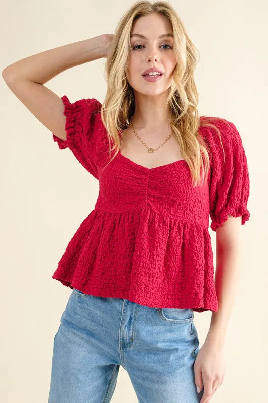 And The Why Lovely Textured and Smocked Top