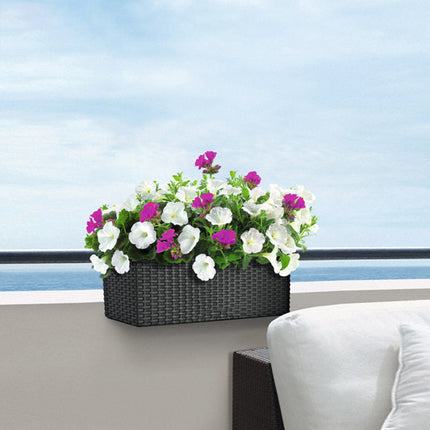 Balcony Rattan Long Flower Pot Automatic Water Feeding Lazy Flower Pot Large Planting Basin
