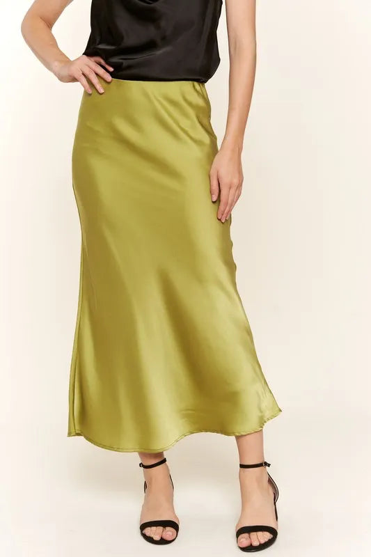 And The Why Satin Midi Skirt