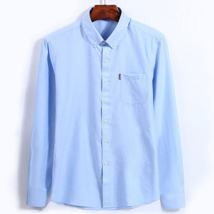 NAVY BLUE  New All Season Plus Size Oxford Shirt Men's long sleeve Shirt