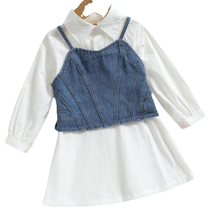 Solid Color Woven Button Long-sleeved Shirt Dress