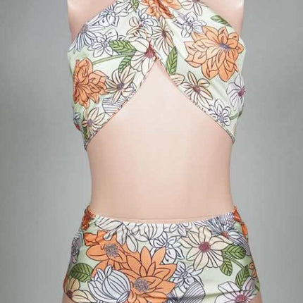 Women's Printed Conservative High Waist Plus Size Swimsuit