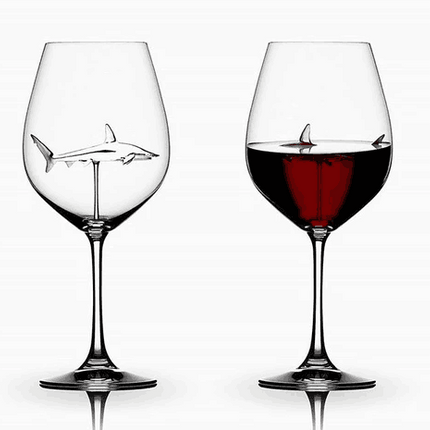 Red Wine Glasses with Shark Inside Goblet Glass Lead-Free Clear Glass for Home Bar Party HFing