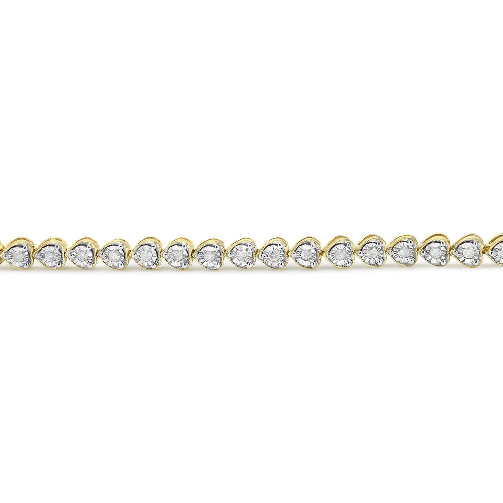 .925 Sterling Silver 1.0 Cttw Miracle Set Diamond Heart-Link 7" Tennis Bracelet (I-J Color, I2-I3 Clarity)