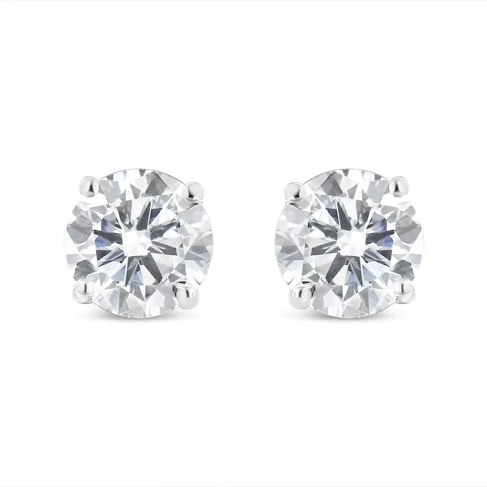.925 Sterling Silver 1/2 Cttw Miracle Set Princess-cut Diamond Solitaire Stud Earrings (H-I Color, SI2-I1 Clarity)