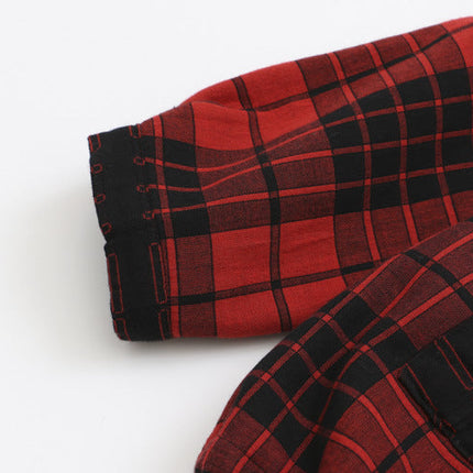 H5 plus size women's autumn and winter new fat sister mm plus velvet plaid double yarn hooded lining