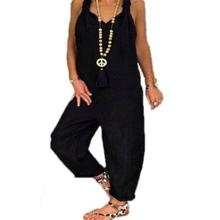 Loose Casual Women's Plus Size Linen Suspenders Pants