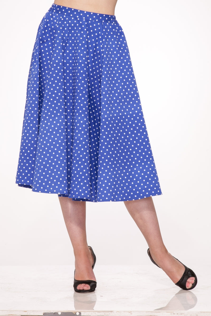 9349 Blue White Polka Dot Round Skirt