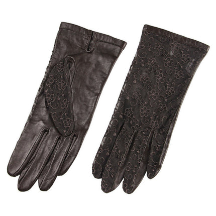Non-slip driving lace sunscreen leather gloves