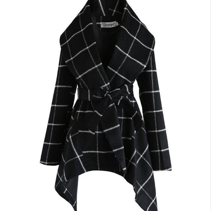 Women's winter irregular plaid coat