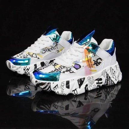 Creative fonts on White Causal tennis shoes for Women