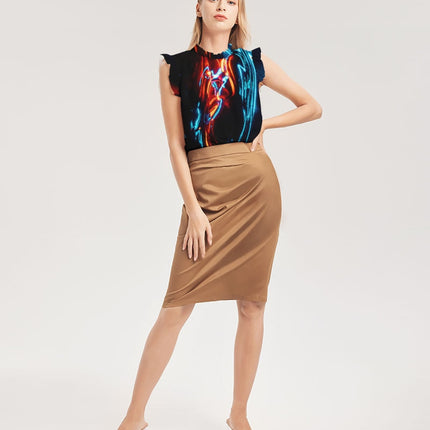 ELECTRICLY BLUE AND RED DESIGN BY FLIPSTYLEZ Women's All-Over Print Ruffle Sleeve Top