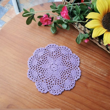 Handmade Crochet Flower Shooting Props Cotton Round Table Mat