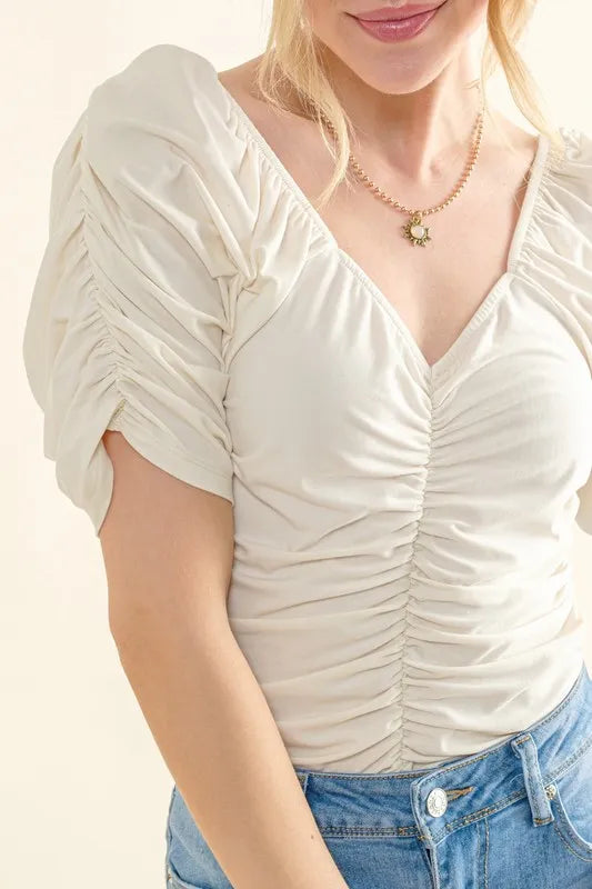 And The Why Buttery Soft Ruched Detailed Jersey Bodysuit