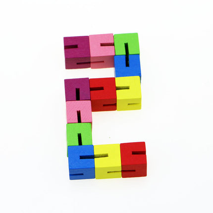 Mini Small Cube String Wooden Building Block Educational Toy