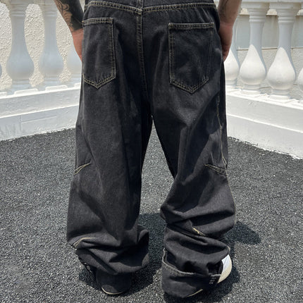 Solid Color Casual Jeans Retro Straight-leg Pants