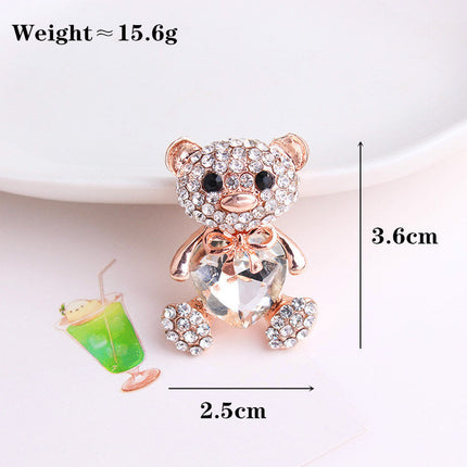 Little bear love crystal brooch female