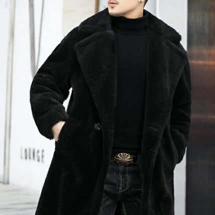 Men's Winter New Thickened Cashmere Long Warm Fur Coat