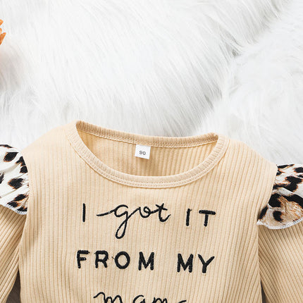 European And American Girls Letter Long Sleeve Dress Leopard Print