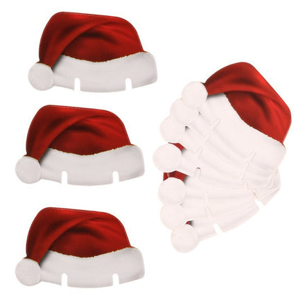10PcsLot Paper Red Christmas Hat Wine Champagne Tipple Cup Card Christmas Party Table Decor DIY Decorations For Home