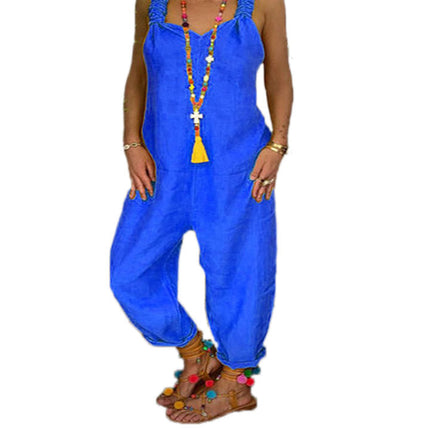 Loose Casual Women's Plus Size Linen Suspenders Pants
