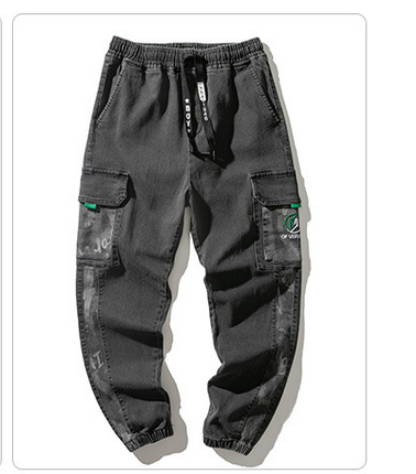 Men's Black Urban Style Street Retro Tooling Loose Plus Size Pants