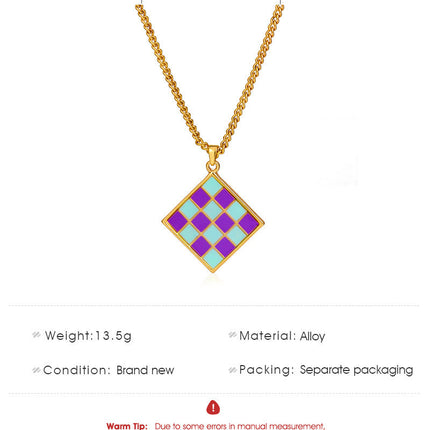 Sweet Square Clavicle Chain Drawing Board Color Matching Necklace Female