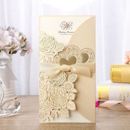 Embossed Vertical Ribbon Wedding Invitation Invitation
