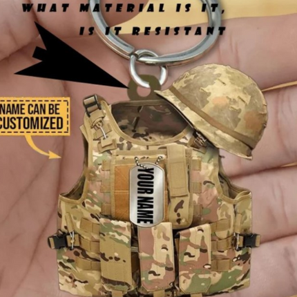 Personalized Veteran Soldier Backpack Charm Acrylic