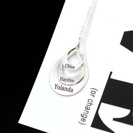 Cross Border Water Drop Combination Pendant Can Be Engraved With Letter Name Creative English Jewelry Mother's Day Gift
