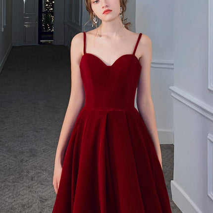 Red Suspender Dress Temperament Backless Wedding Toast Clothes