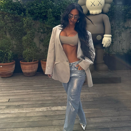 European And American Fashion Retro Hot Silver Loose Jeans