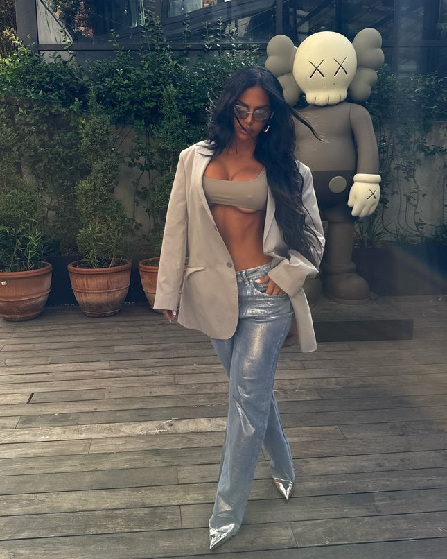 European And American Fashion Retro Hot Silver Loose Jeans