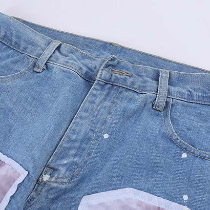 Men's Street Retro Washed Old Patch Jeans